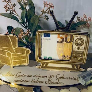 Regalo de dinero - Televisión - Televisor - Hecho de madera - Vale de regalo de dinero Idea de regalo Texto propio personalizado Cumpleaños Navidad A12
