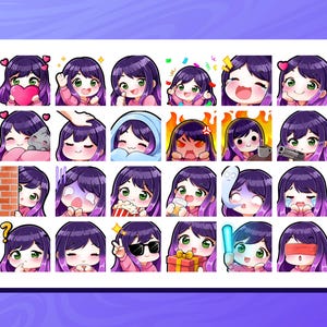 Custom Twitch emotes and sub badges featuring chibi-style designs for streamers. Includes unique and expressive any characters and animals. Perfect for Twitch, Discord, and YouTube. High-quality, hand-drawn artwork optimized for 8 sizes.