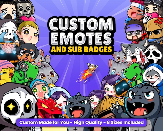 Custom Emotes & Sub Badges – Animated Emotes Commission for Streamers Twitch Discord