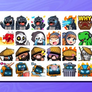 Custom Twitch emotes and sub badges featuring chibi-style designs for streamers. Includes unique and expressive any characters and animals. Perfect for Twitch, Discord, and YouTube. High-quality, hand-drawn artwork optimized for 8 sizes.