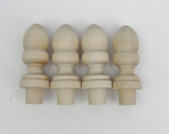 Small wooden acorn top finial set of 4