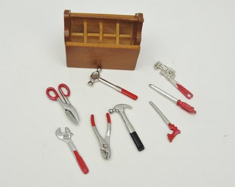 Dollhouse miniature tool box and tools