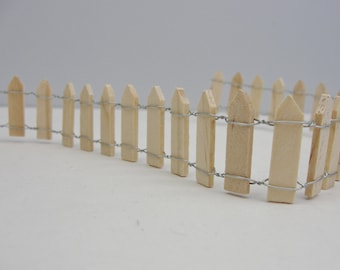 3 pieces wood and wire Fairy Garden 18/" x 2/" White Miniature Fence
