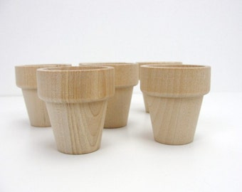 Wooden flower pot 1 15/16" (almost 2") 4.92 cm flower pot, set of 6