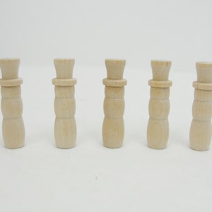 Mini turned wooden skinny Snowman 1 9/16&quot; tall set of 5 unfinished DIY