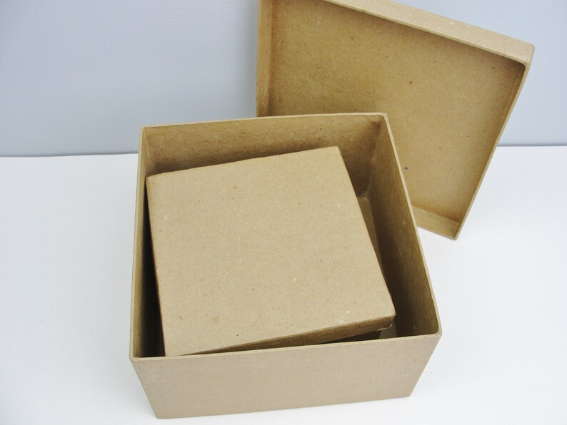 Paper mache square stacking boxes set of 2 7 and 5