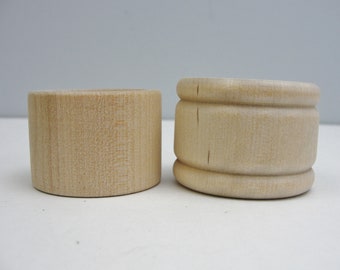 Unfinished wood napkin ring wooden tube set of 6 choose plain or grooved