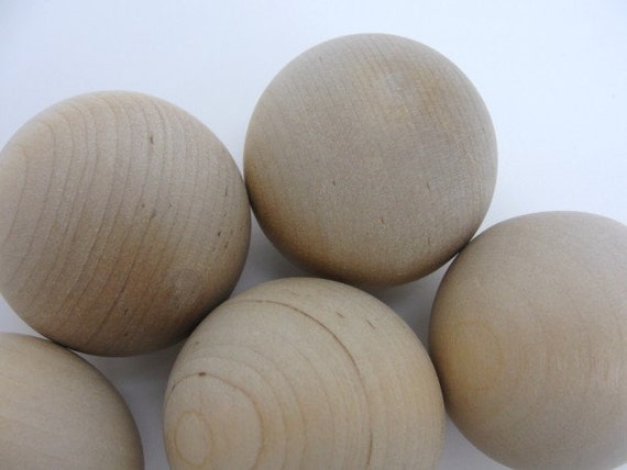 Wooden Ball 1.75 1 3/4 Solid Wood, 1 3/4 Diameter Ball Set of 6 