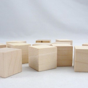 One inch 1 wooden block, unfinished wood blocks, wooden cube, wood cubes set of 24 image 3
