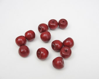 Tiny wooden apple red, green or unfinished set of 12