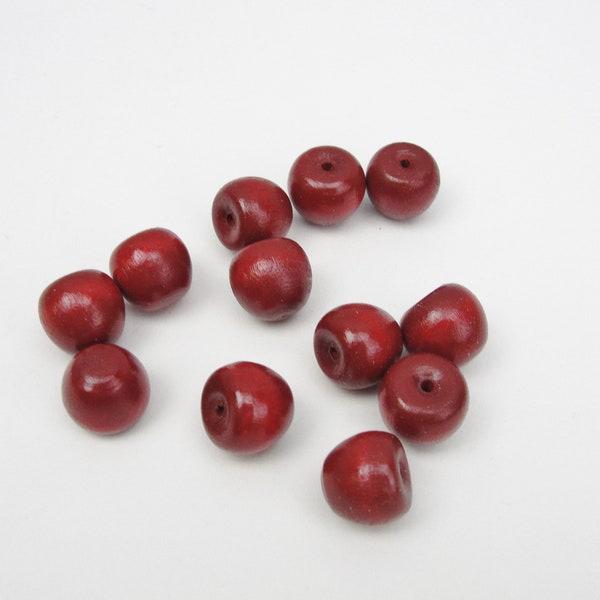 Tiny wooden apple red, green or unfinished set of 12