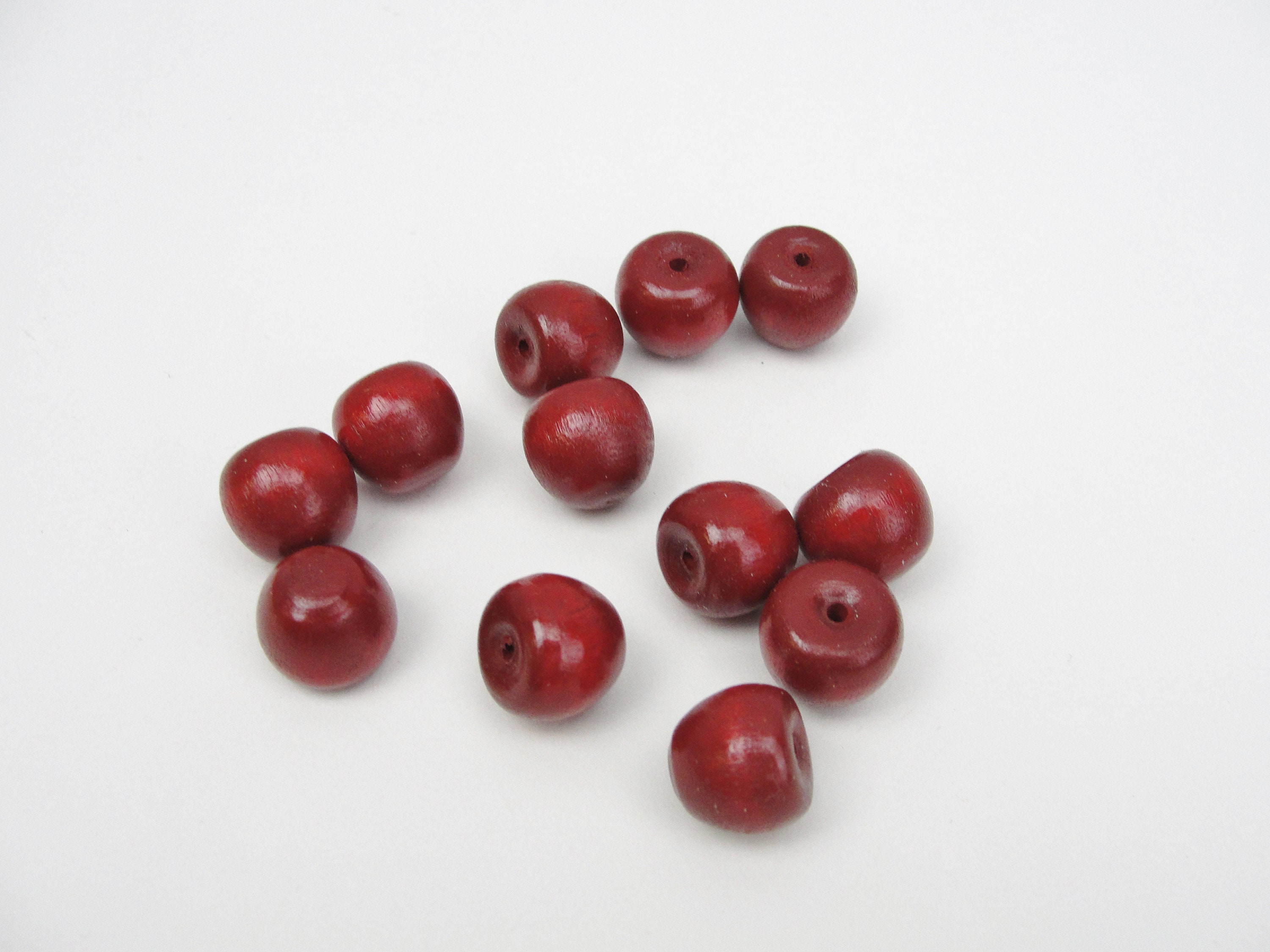 Tiny wooden apple red or unfinished set of 12