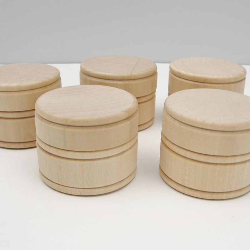 Round Wooden 3 Ring Boxes - Etsy