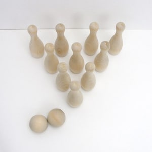 DIY bowling game, wooden bowling pins image 3