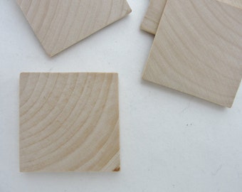 Wooden tiles, wooden squares, 1.5 inch (1 1/2") by 3/16" thick set of 12