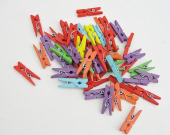 Tiny clothespins, 1" miniature clothespins choose your color