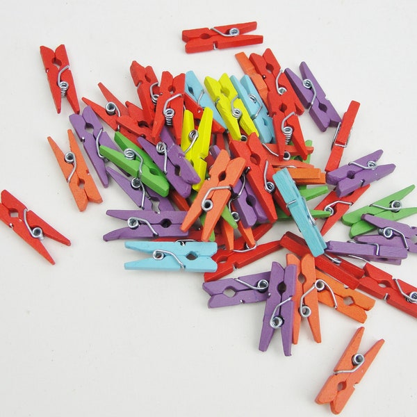 Tiny clothespins, 1" miniature clothespins choose your color