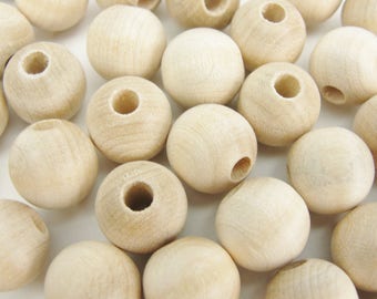 Wooden round bead, 1/2" (.5") 12mm wooden bead unfinished