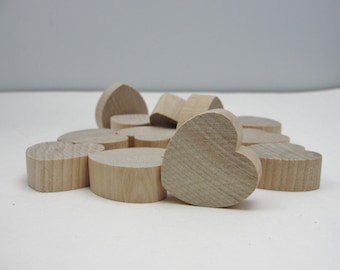 12 Chunky wood hearts 1 1/4 inch (1.25") wide choose 3/8 or 1/2 inch thick unfinished diy