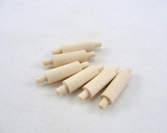 Miniature rolling pin, dollhouse rolling pin, set of 6 unfinished