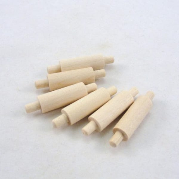 Miniature rolling pin, dollhouse rolling pin, set of 6 unfinished