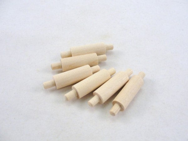 Miniature rolling pin, dollhouse rolling pin, set of 6 unfinished