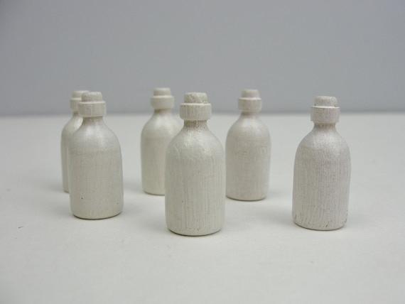 Miniature bottle, Wooden bottle set of 6, dollhouse bottle, potion bottle