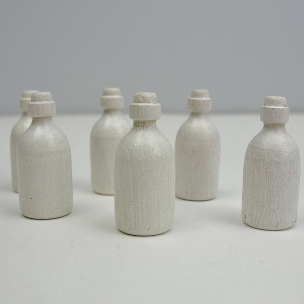 Miniature bottle, Wooden bottle set of 6, dollhouse bottle, potion bottle