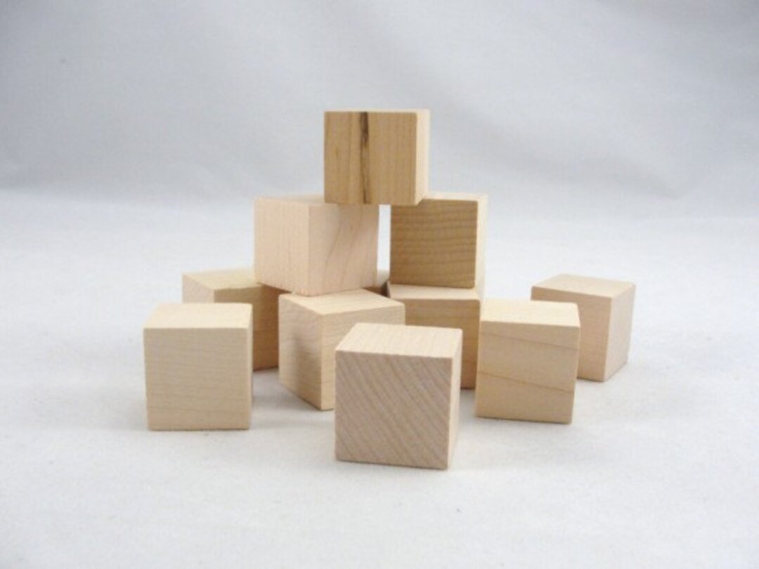 1/2 Wood Cubes with Holes - 100 Pack - Unfinished Solid Wood Beads for DIY  Craft and Building Projects