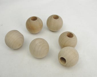 Wooden end cap ball 1"  end cap 3/8" hole set of 6