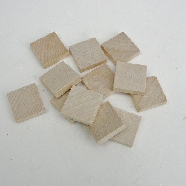 wooden square 3/4", .75 inch square tile 3/16" thick set of 12