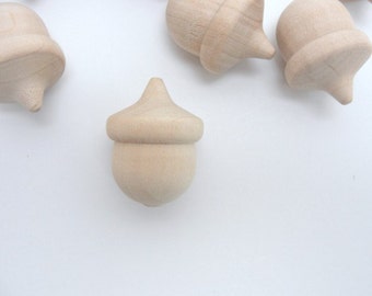 Wooden acorns, lifesize wooden acorn, life size wood acorn, set of 10 Unfinished DIY