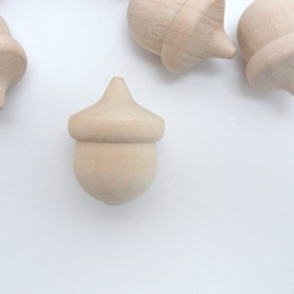 Wooden acorns, lifesize wooden acorn, life size wood acorn, set of 10 Unfinished DIY