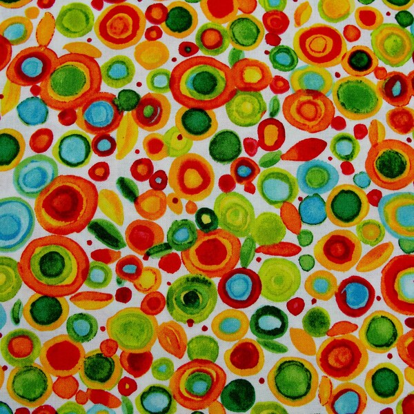 Wild by nature orange and green dots Maywood studio fabric yardage