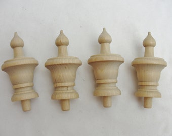 Wooden flame finial set of 4