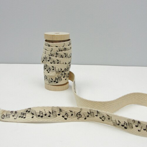 Music Notes Twill Tape 3 Yards on Wooden Spool Etsy