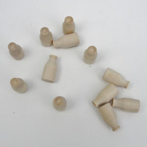 Miniature wooden milk bottle, mini wooden milk bottle, set of 12