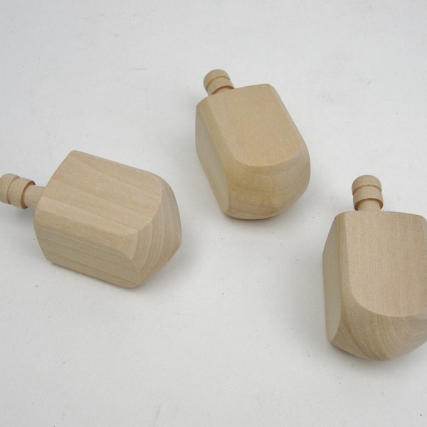 Dreidel spinning top unfinished wood set of 3