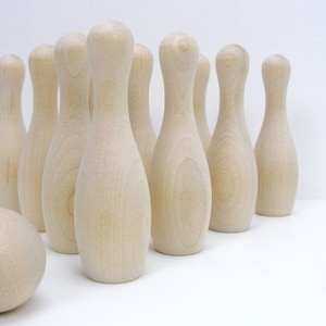 DIY bowling game, wooden bowling pins image 1