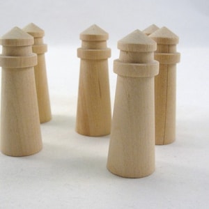 6 Small wooden lighthouses 2 3/4" tall