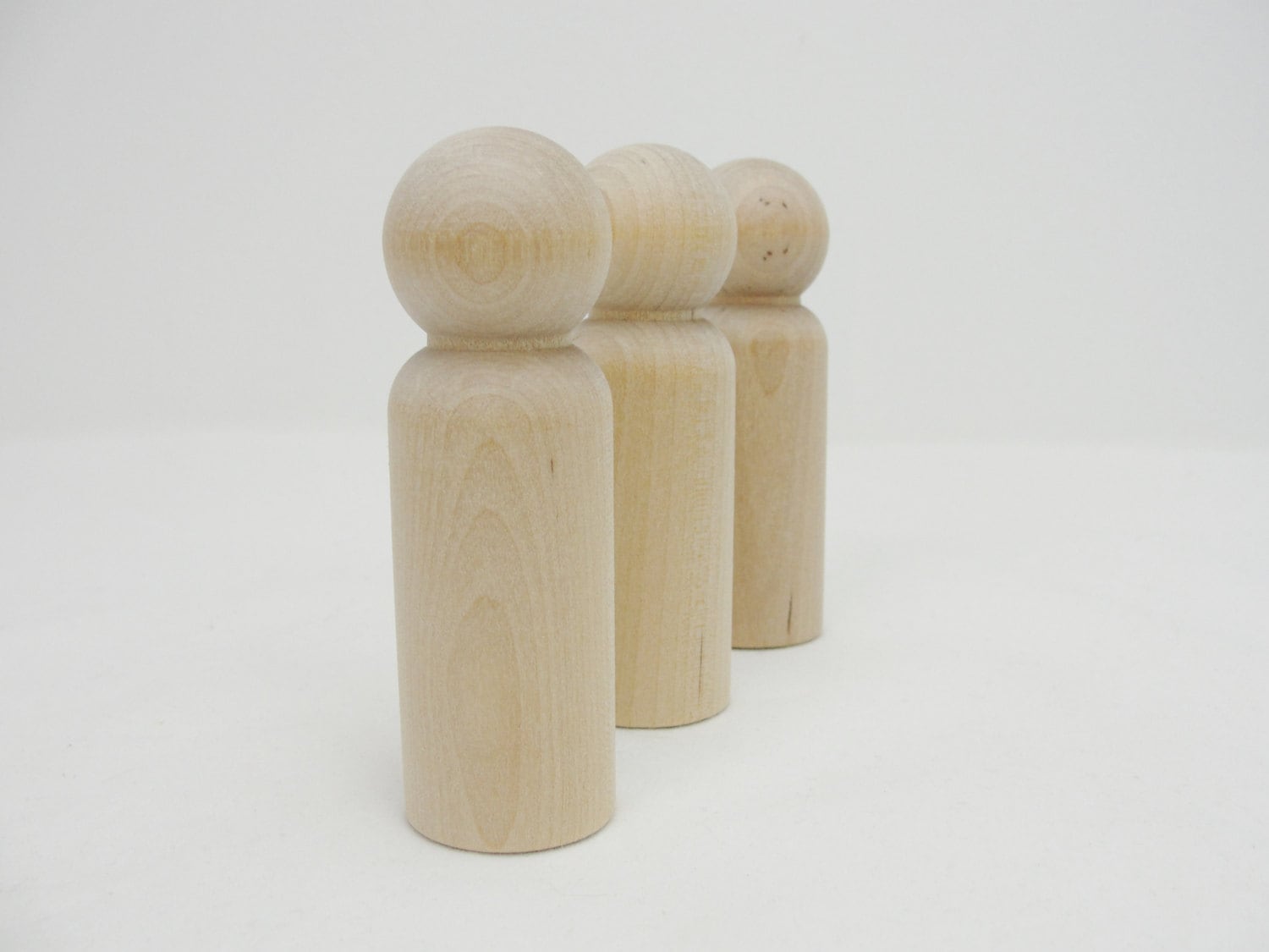 Large Wooden peg people man unfinished DIY set of 3