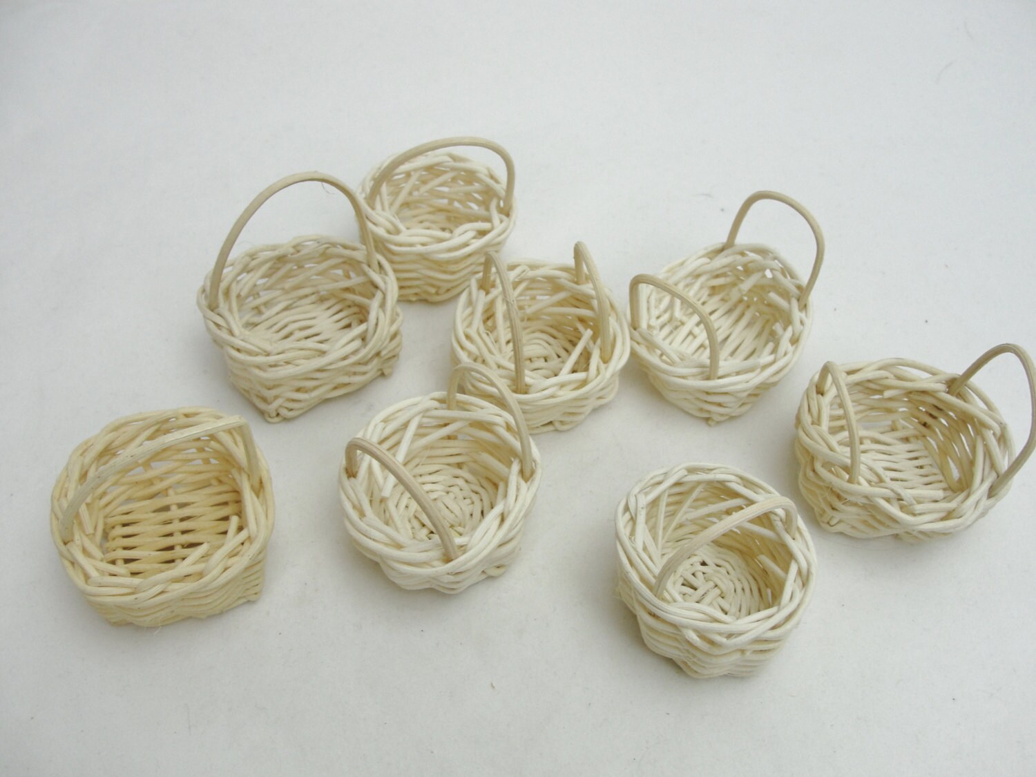 Miniature willow rattan reed baskets set of 8