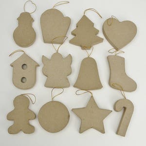 Papier mâché ornement formes prêt à décorer lot de 12