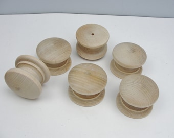 6 pomos de madera británicos de 2 pulgadas para cajones