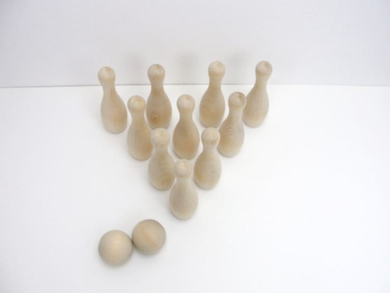 DIY bowling game, wooden bowling pins image 4