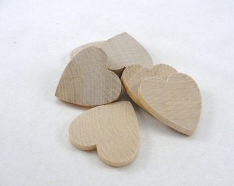 6 Wooden hearts 2 inch (2") 1/4" thick unfinished wood hearts diy