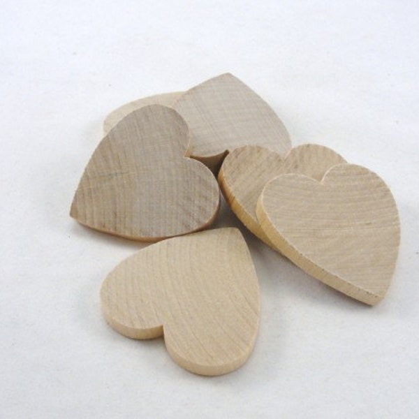 6 Wooden hearts 2 inch (2") 1/4" thick unfinished wood hearts diy