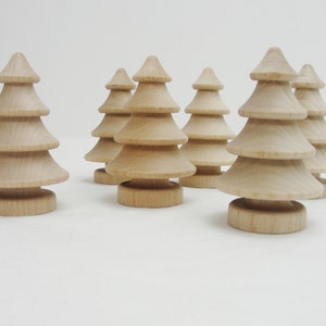 Turned Wooden tree, Wooden 3 dimensional tree, 2 3/4" tree,  DIY small tree, set of 6