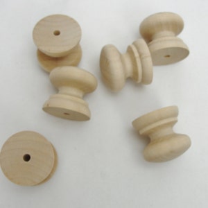 Wooden British knob 1.25" (1 1/4"), wooden drawer knob, set of 6