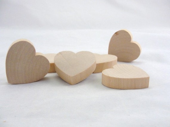 6 Chunky Wooden Hearts 2 Inch 2 Wide 1/2 Thick Unfinished Wood Hearts Diy 